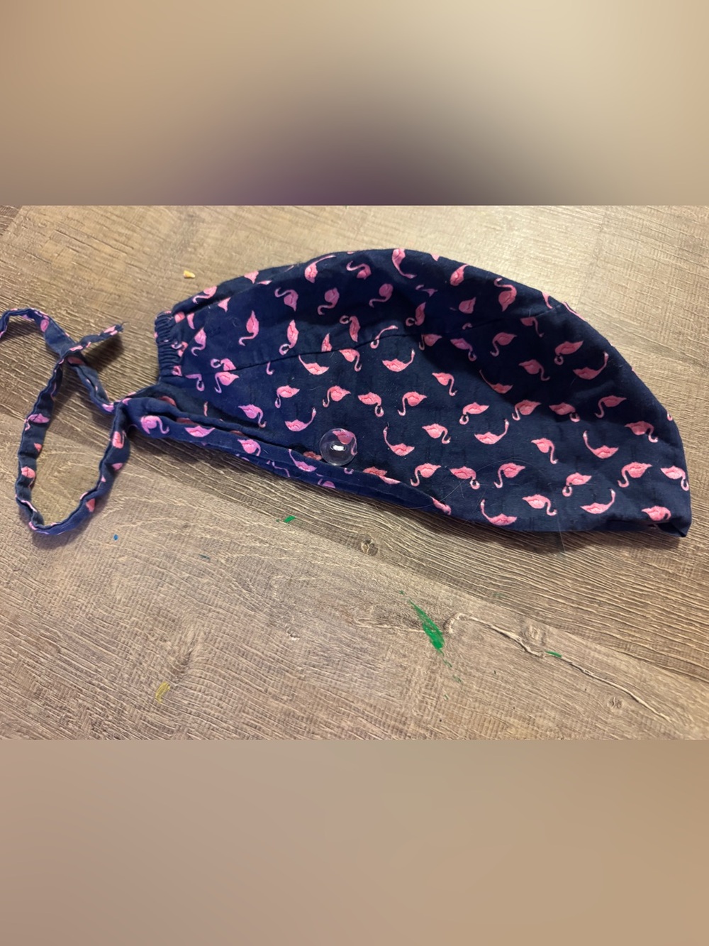 Navy Pink Flamingo scrub cap